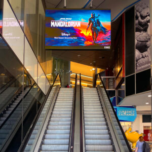 JDS World Square_Ceiling Mount Esculator Curved LED Digital Signage