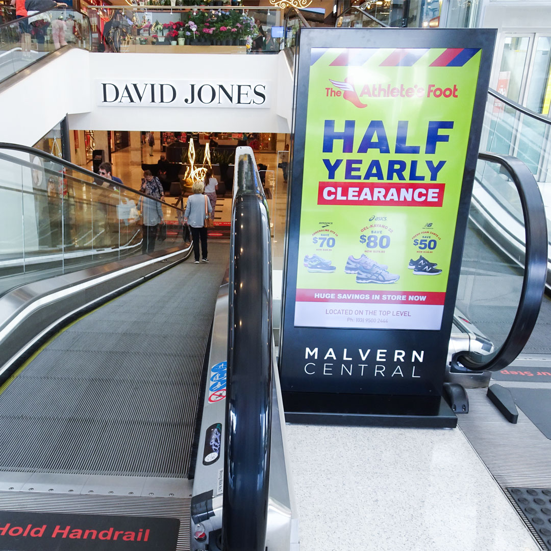 Digital signage at a retail store, showcasing visual marketing.
