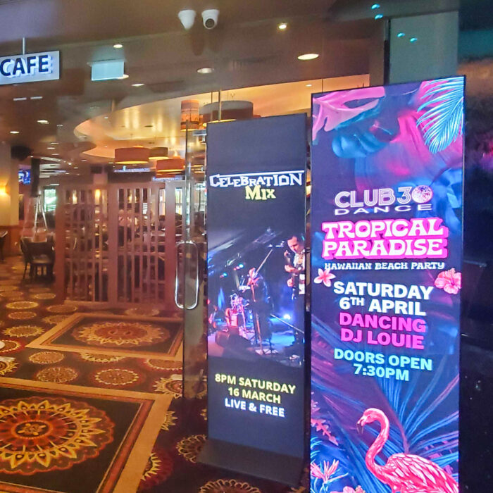 Club Burwood RSL LED poster stand mobile display