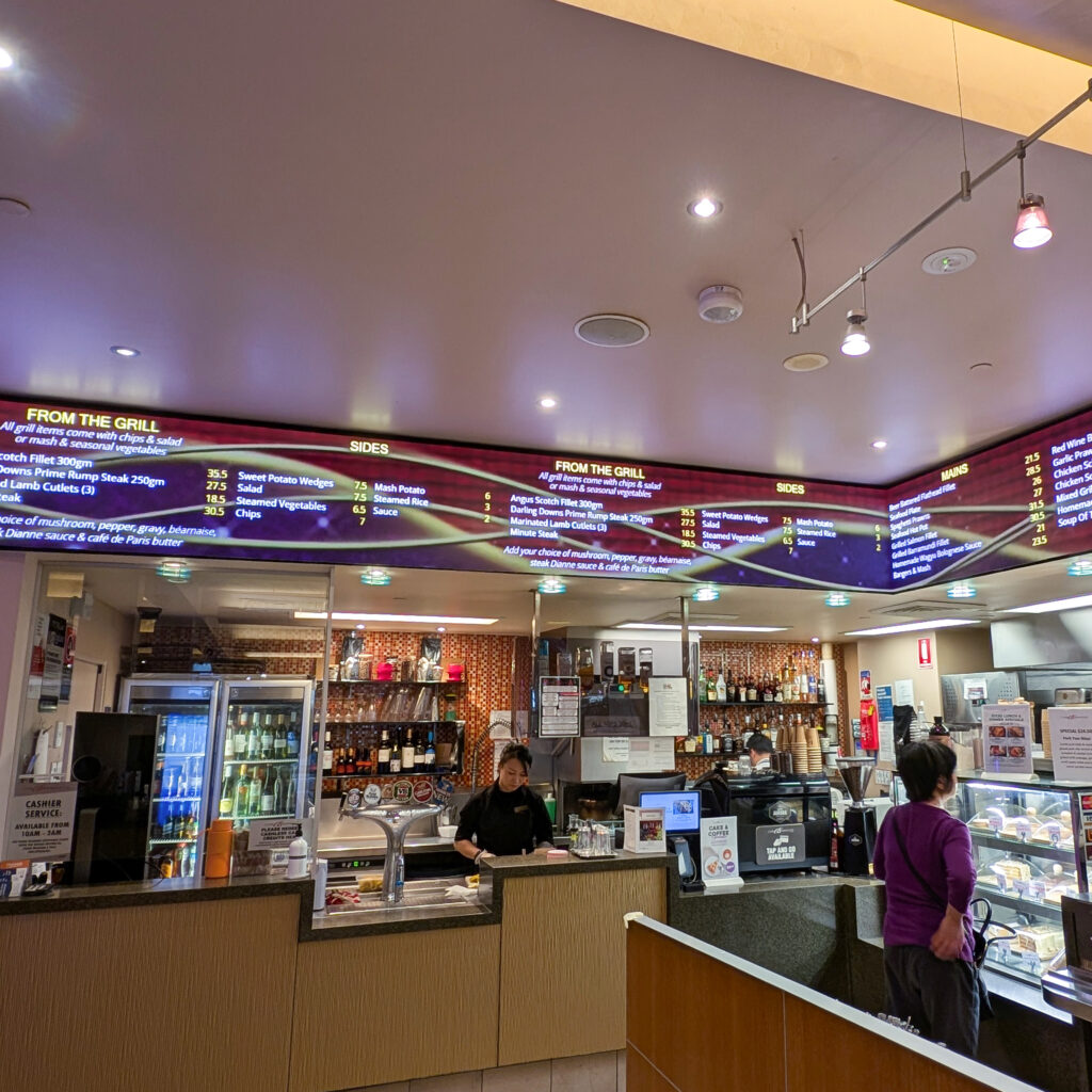 Club Burwood LED menu board from Digital Signage Solutions